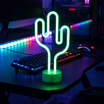 LED-neon borddekoration LED/2W/3xAA USB kaktus