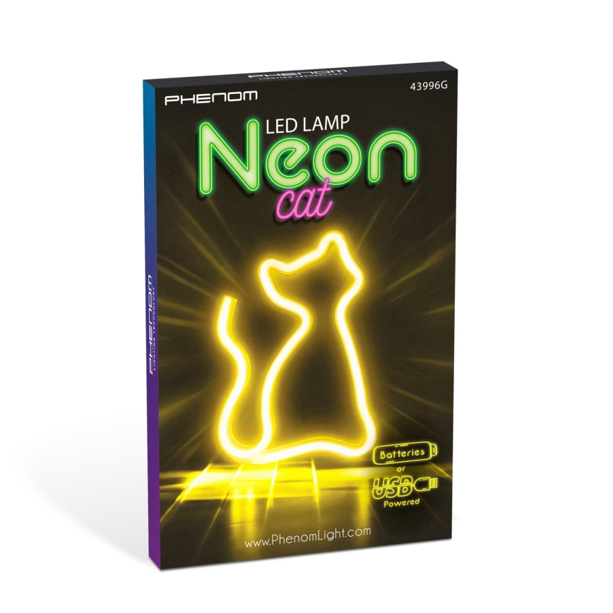 LED-neon borddekoration LED/2W/3xAA USB kat