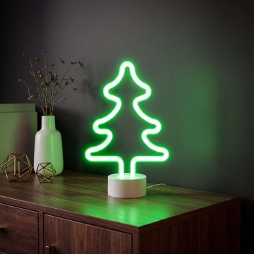 LED-neon borddekoration LED/2W/3xAA USB træ