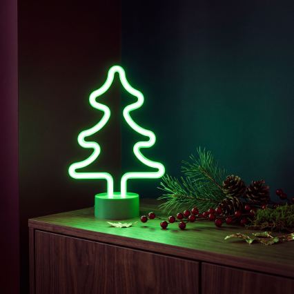 LED-neon borddekoration LED/2W/3xAA USB træ