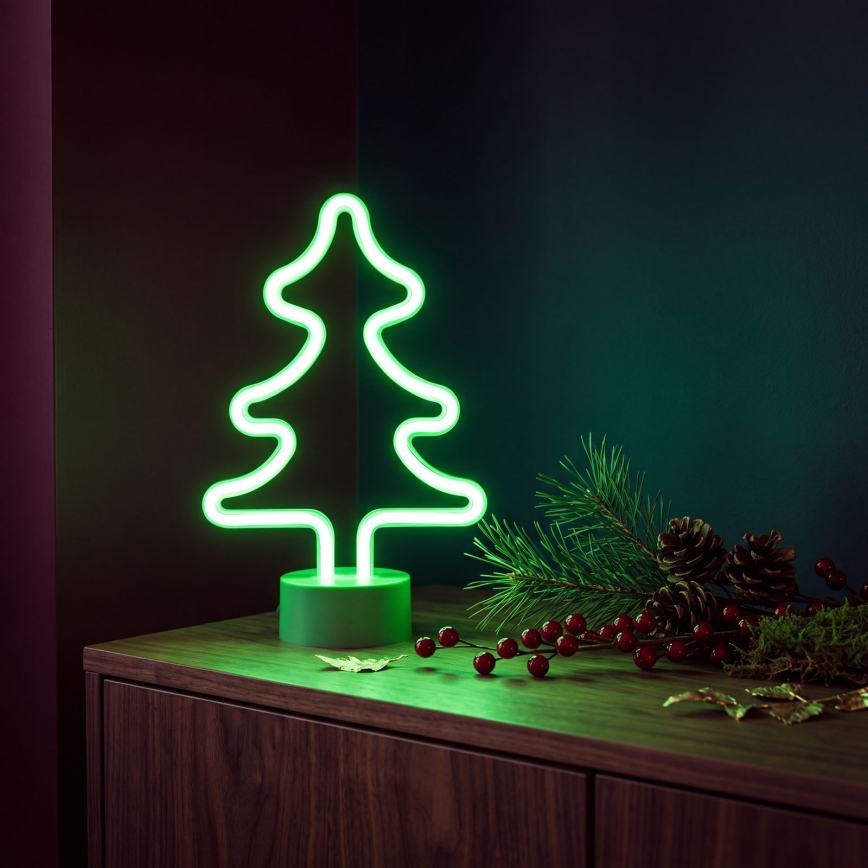 LED-neon borddekoration LED/2W/3xAA USB træ