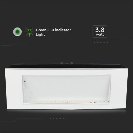 LED nødlampe EMERGENCY EXIT SAMSUNG CHIP LED/3,8W/230V 6000K