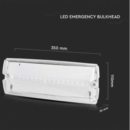 LED nødlampe med en almindelig funktionstest EMERGENCY EXIT LED/3W/230V 6400K IP65