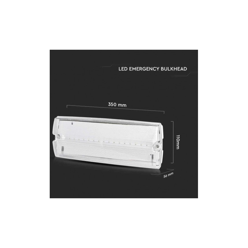 LED nødlampe med en almindelig funktionstest EMERGENCY EXIT LED/3W/230V 6400K IP65
