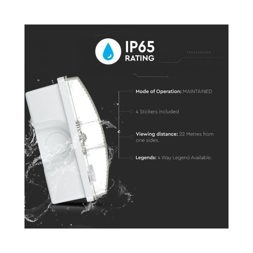 LED nødlampe EMERGENCY EXIT LED/3W/230V IP65 6000K 1200mAh