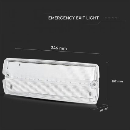 LED Nødlysbelysning EMERGENCY EXIT LED/3W/230V IP65 6000K 1200mAh