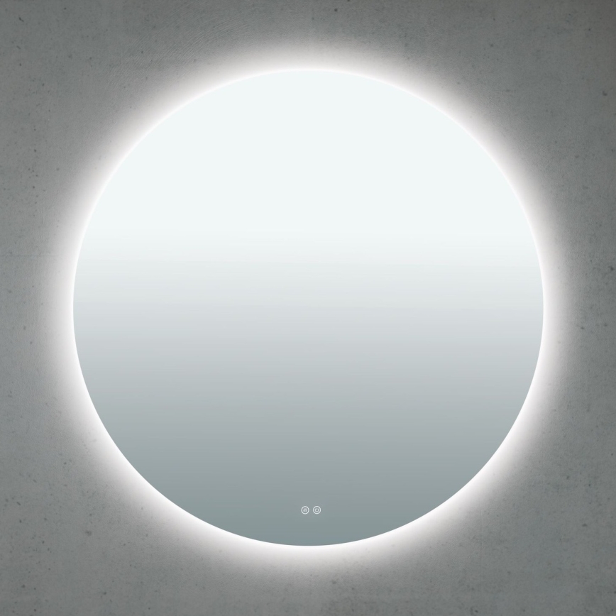 LED opvarmet vægmonteret badeværelsesspejl med indbygget baggrundsbelysning FOCUS LED/30W/230V 3000/4200/6000K Ø 100 cm IP44