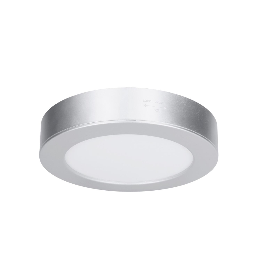 LED overflade-/indbygningspanel 2-i-1, 12W, 230V, 3000/4000/6000K, Ø17 cm, IP54, sølv