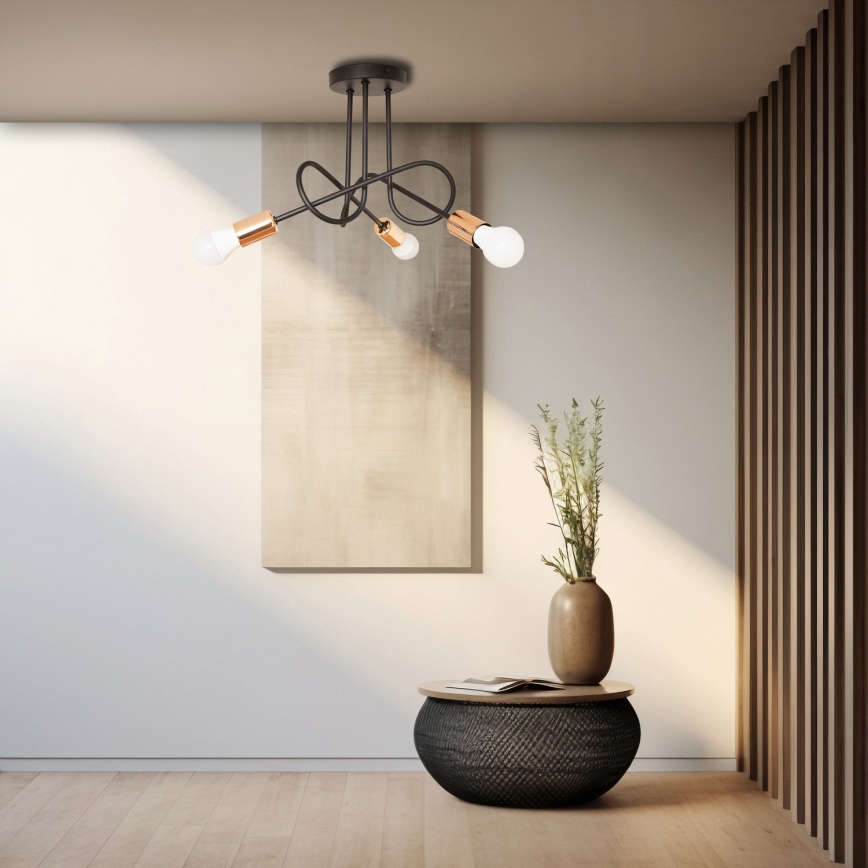 LED overflademonteret loftlampe OXFORD 3xE27/15W/230V sort