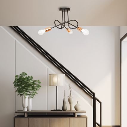 LED overflademonteret loftlampe OXFORD 3xE27/15W/230V sort