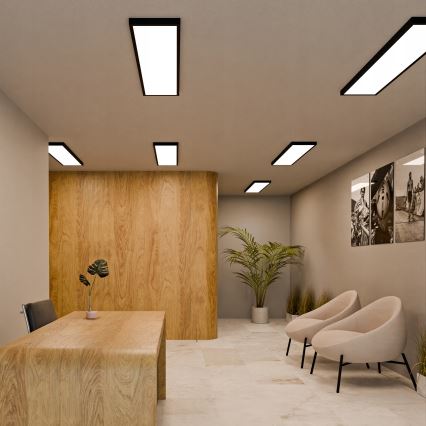 LED overflademonteret panel 60W/230V 30x120 cm sort