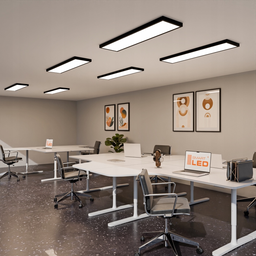 LED overflademonteret panel 60W/230V 30x120 cm sort