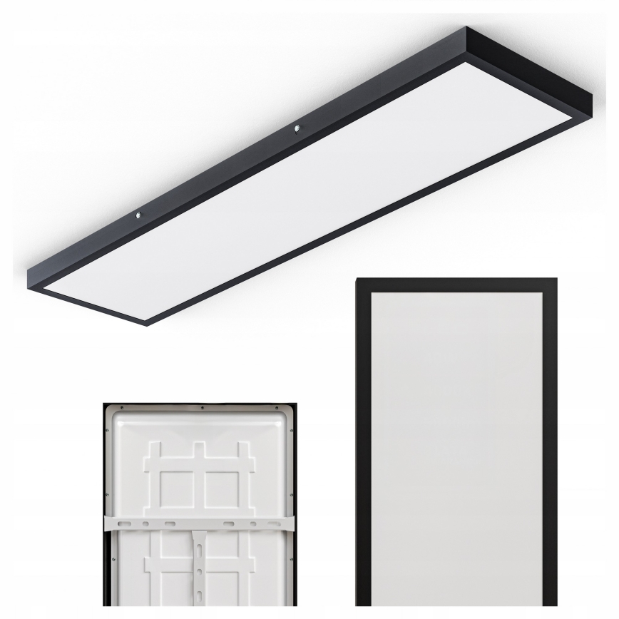 LED overflademonteret panel 60W/230V 30x120 cm sort