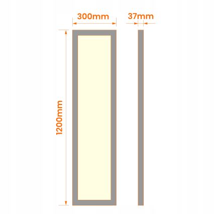 LED overflademonteret panel 60W/230V 30x120 cm sort