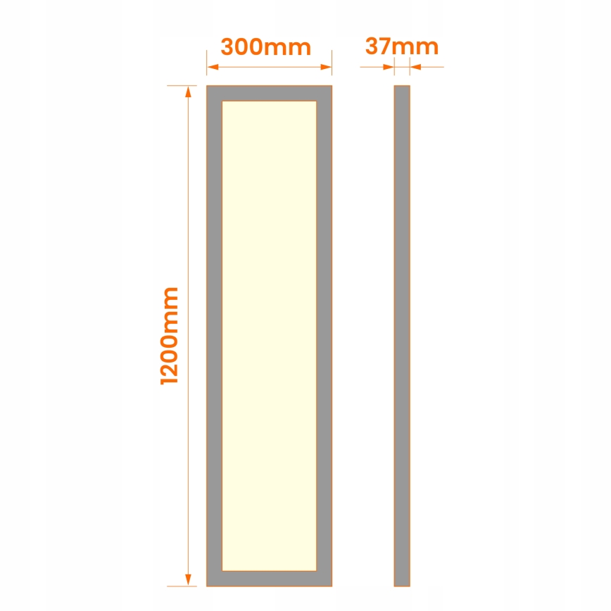 LED overflademonteret panel 60W/230V 30x120 cm sort