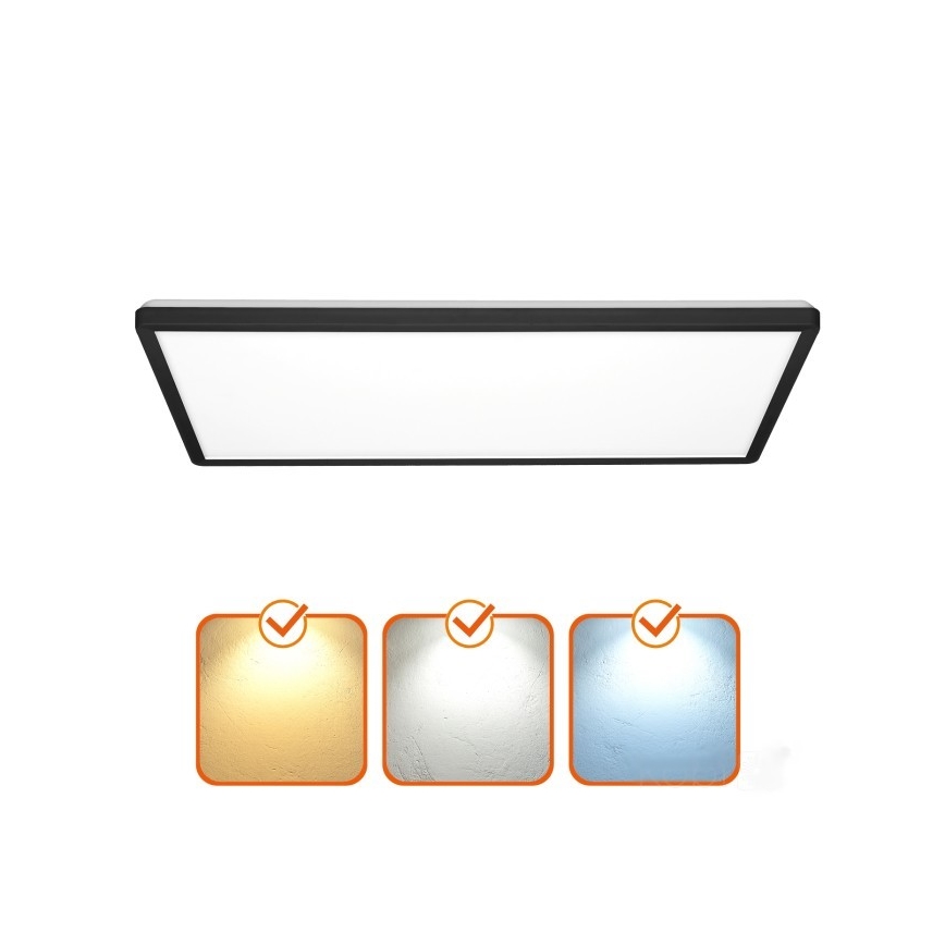LED Overflademonteret panel NIVERA LED/32W/230V IP54 3000/4000/6000K 29,5x59,5 cm sort