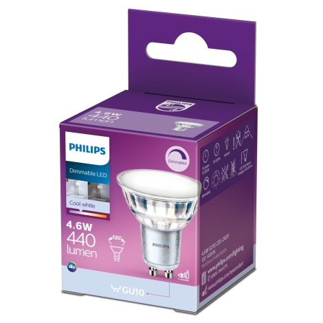 tiggeri Frem Nogen LED-pære dæmpbar Philips GU10/4,6W/230V 4000K | Lampemania