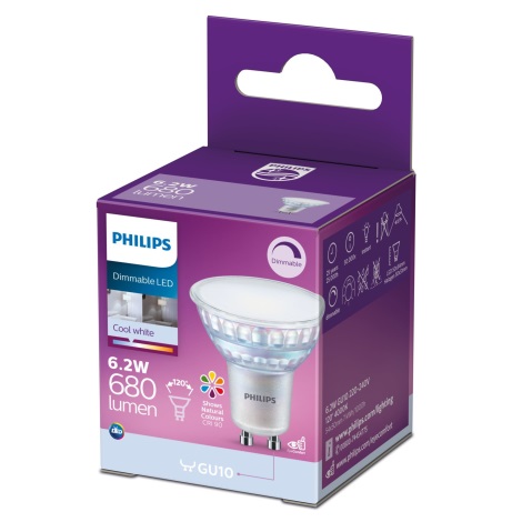 budbringer Også Ubestemt LED-pære dæmpbar Philips GU10/6,2W/230V 4000K CRI 90 | Lampemania
