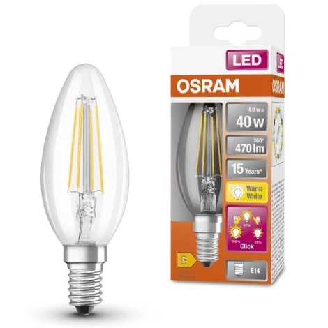 LED-pære dæmpbar VINTAGE E14/4W/230V 2700K Osram | Lampemania