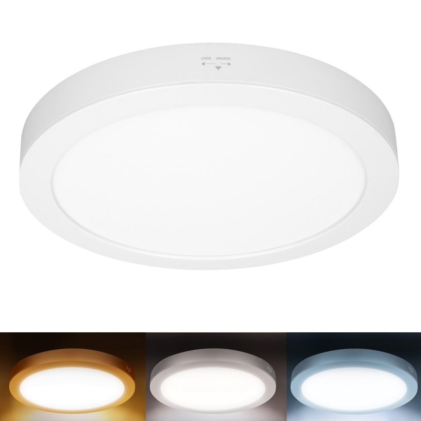 LED påbygget/indbygget panel 2-i-1 18W/230V 3000/4000/6000K Ø22,5 cm IP54 hvid