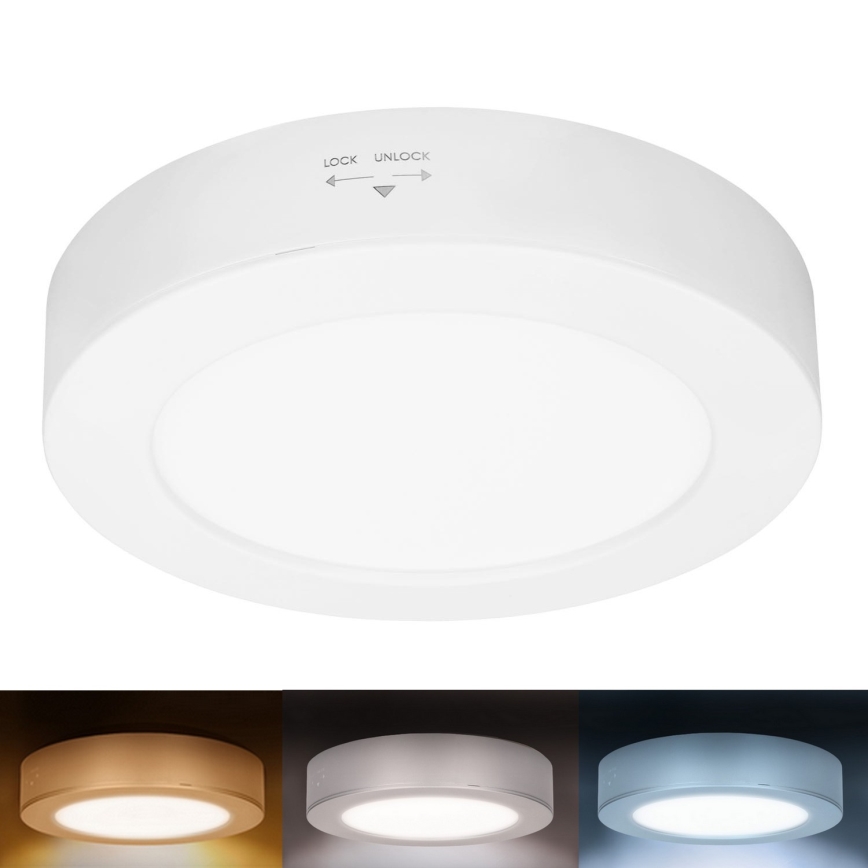 LED påbygget/indbygningspanel 2-i-1 LED/12W/230V 3000/4000/6000K Ø17 cm IP54 hvid