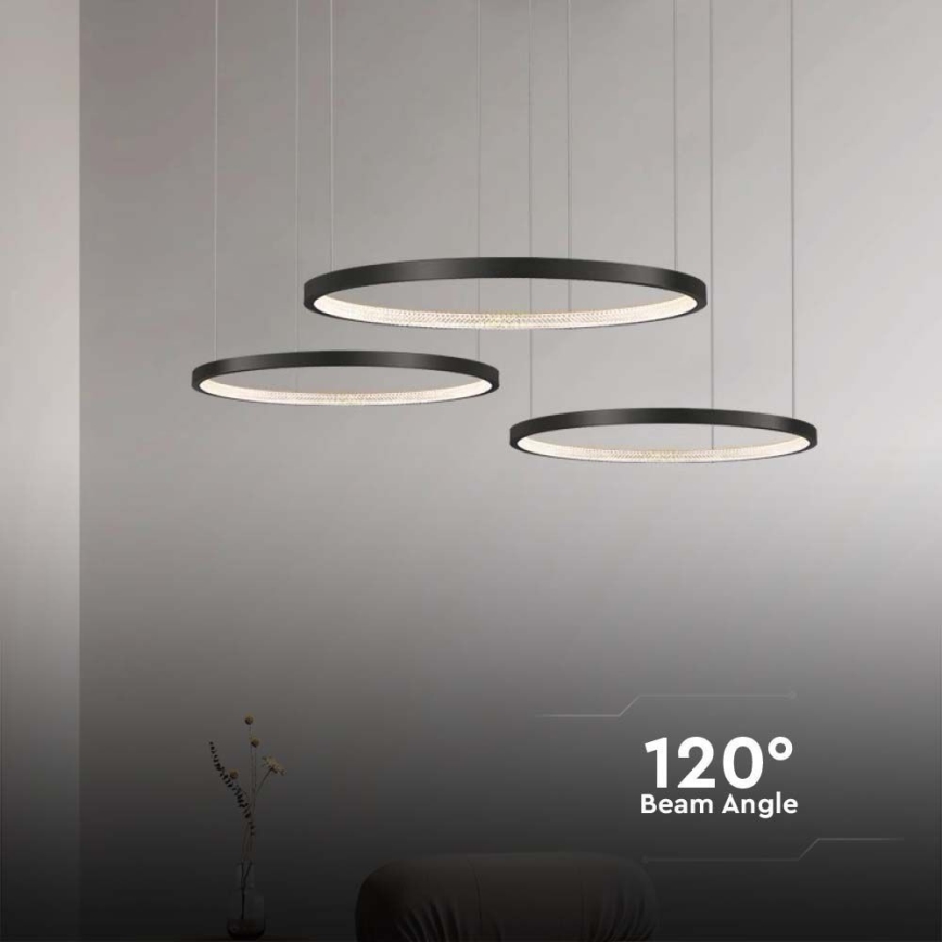 LED pendel 3xLED/19W/230V 4000K sort