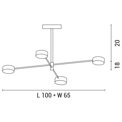 LED pendel 4xLED/12W/230V 4000K guldfarvet