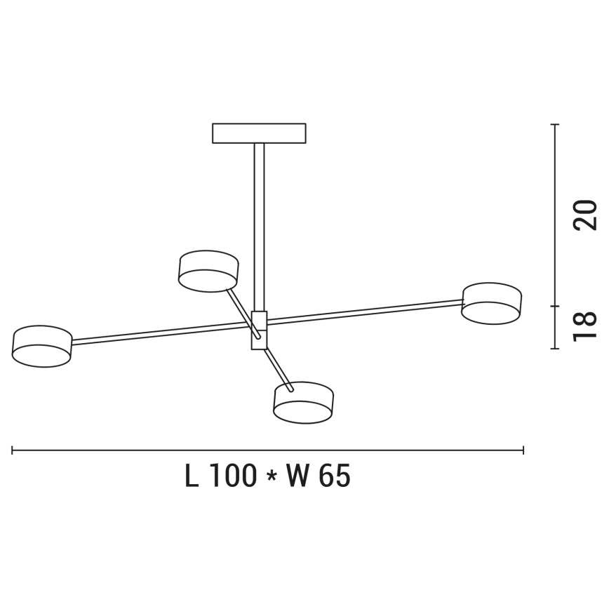 LED pendel 4xLED/12W/230V 4000K guldfarvet