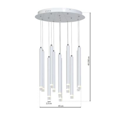 LED pendel ALBA 12xLED/1W/230V hvid