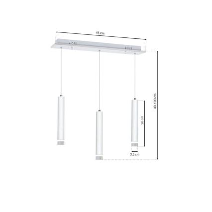LED pendel ALBA 3xLED/15W/230V hvid