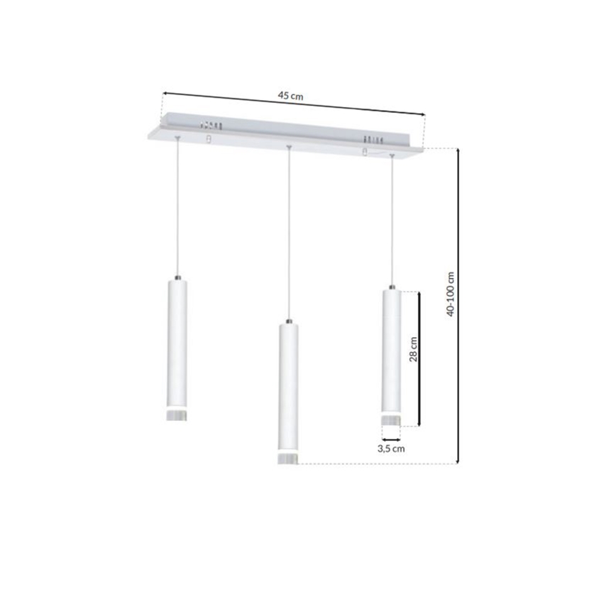 LED pendel ALBA 3xLED/15W/230V hvid