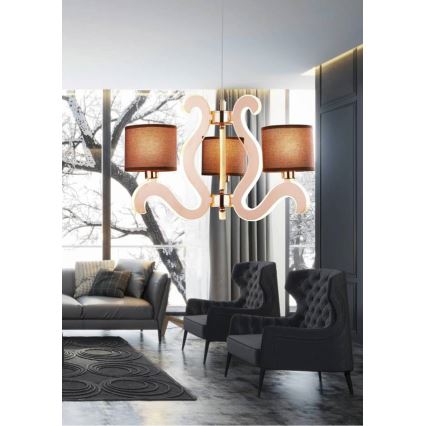 LED pendel AMBROSIA 3xE14/40W/230V + LED/18,4W kobberfarvet
