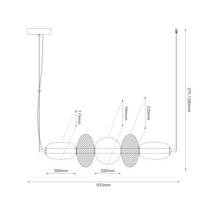 LED pendel ARAME LED/32W/230V sort