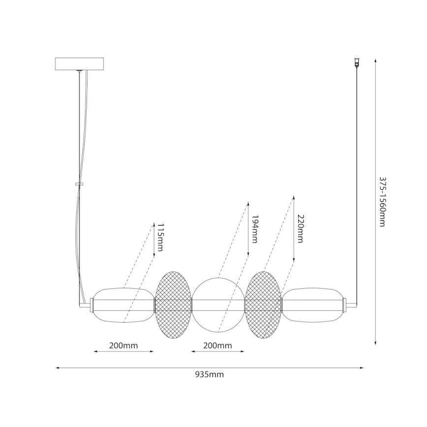 LED pendel ARAME LED/32W/230V sort