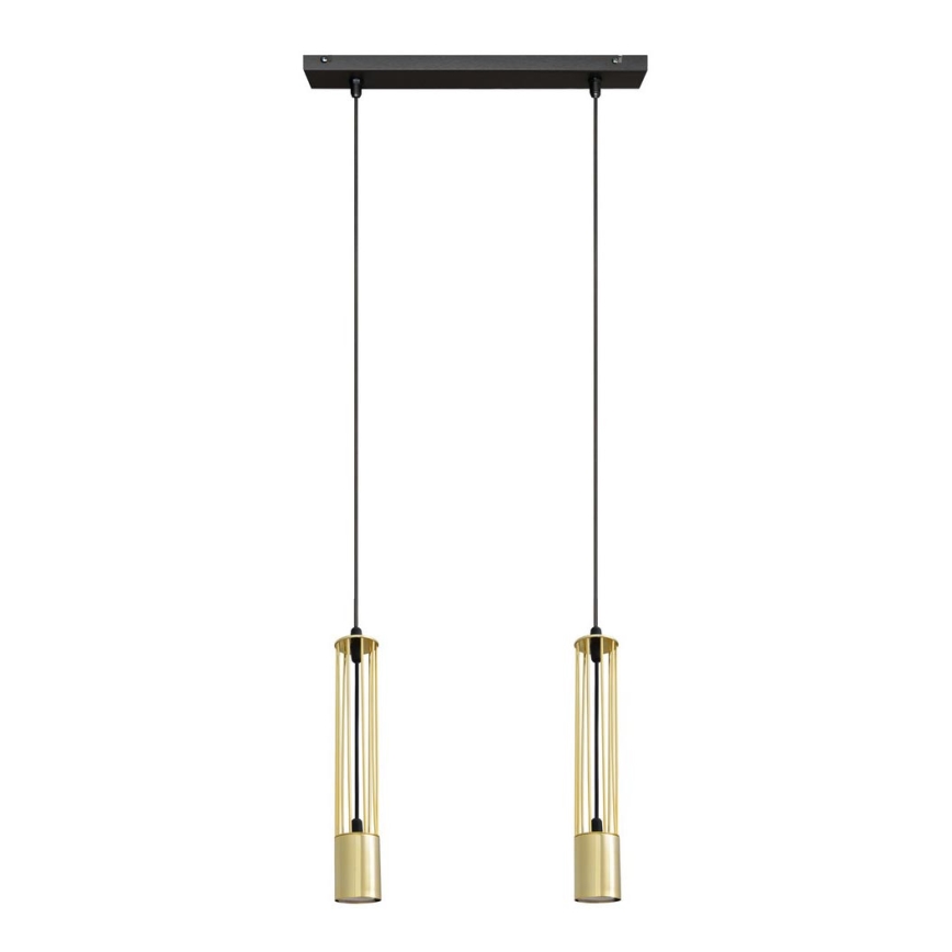 LED Pendel BARS 2xGU10/4,8W/230V guldfarvet/sort
