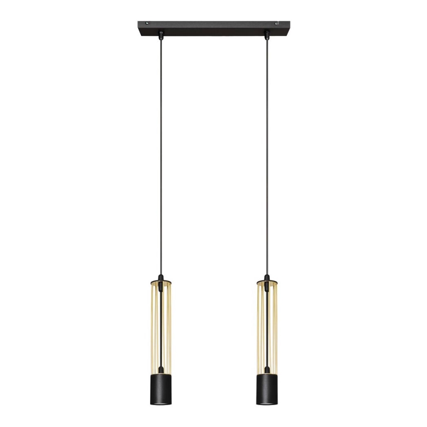 LED Pendel BARS 2xGU10/4,8W/230V sort/gylden