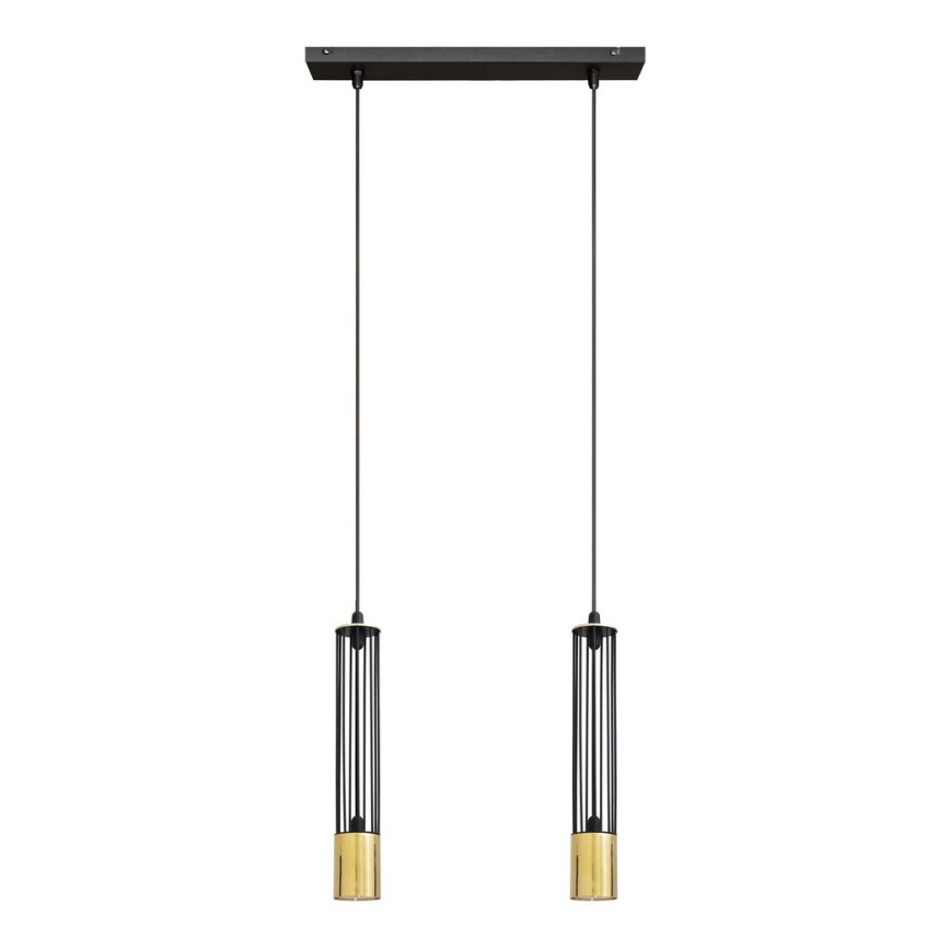 LED Pendel BARS 2xGU10/4,8W/230V sort/gylden