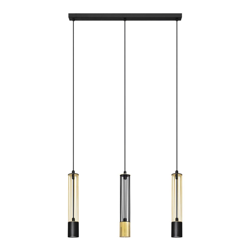 LED Pendel BARS 3xGU10/4,8W/230V sort/guldfarvet