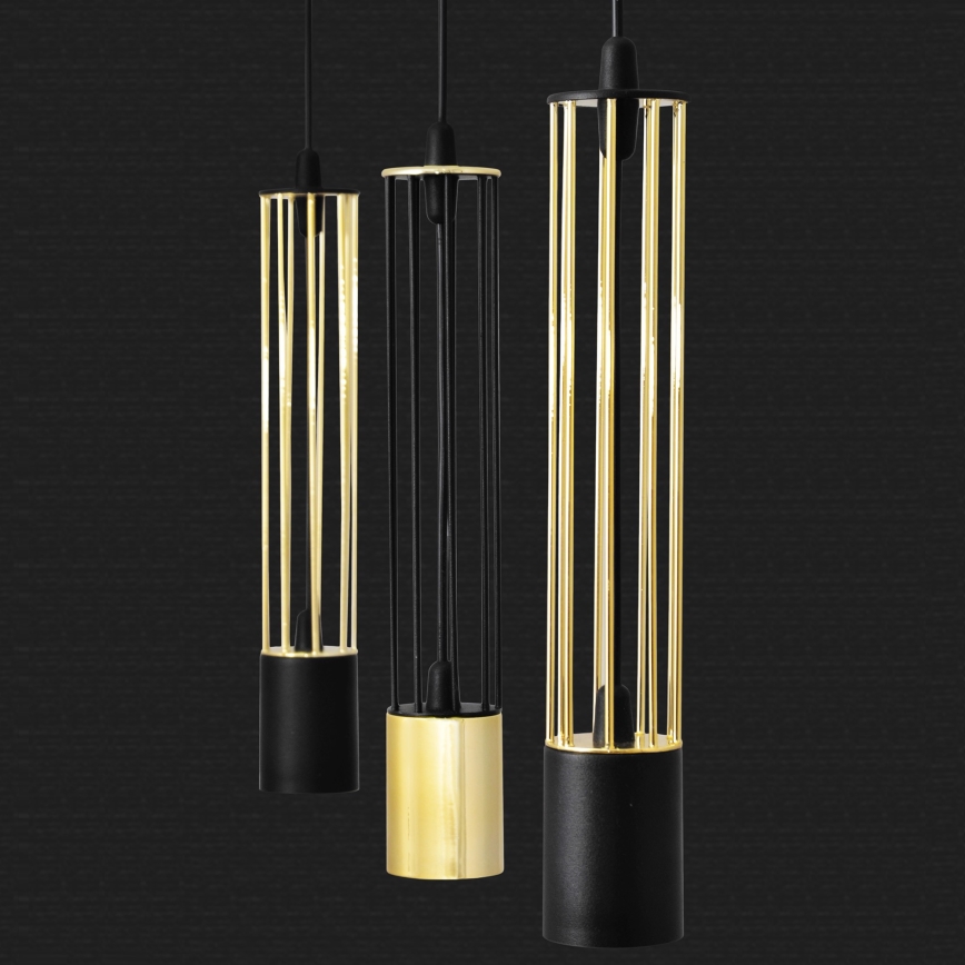 LED Pendel BARS 3xGU10/4,8W/230V sort/guldfarvet