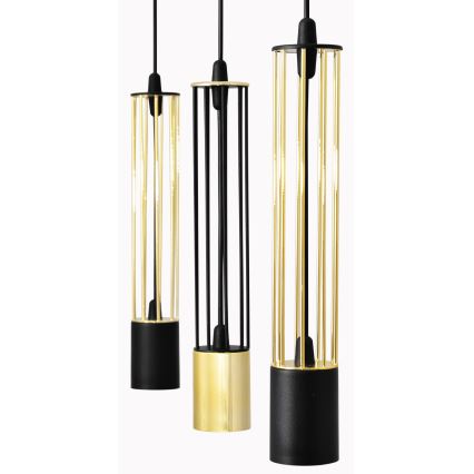 LED Pendel BARS 3xGU10/4,8W/230V sort/guldfarvet