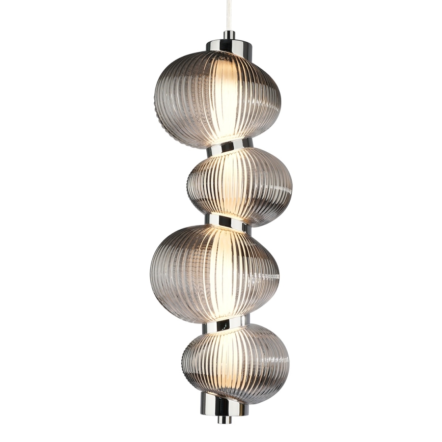 LED pendel BOLLA LED/17W/230V diameter 16 cm skinnende krom/røget