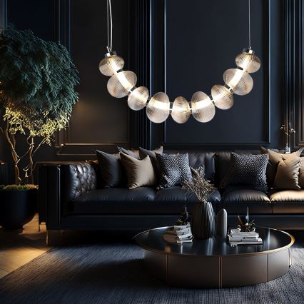 LED pendel BOLLA LED/36W/230V skinnende krom/røget