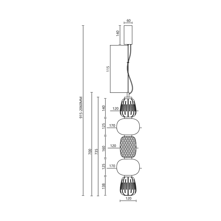 LED pendel CARO LED/40W/230V skinnende krom