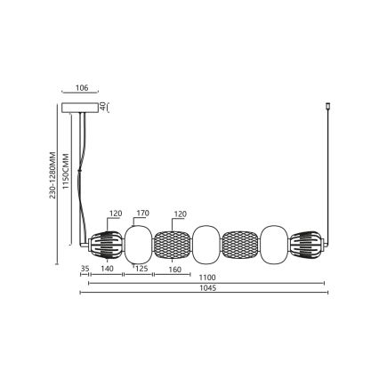 LED pendel CARO LED/42W/230V guldfarvet