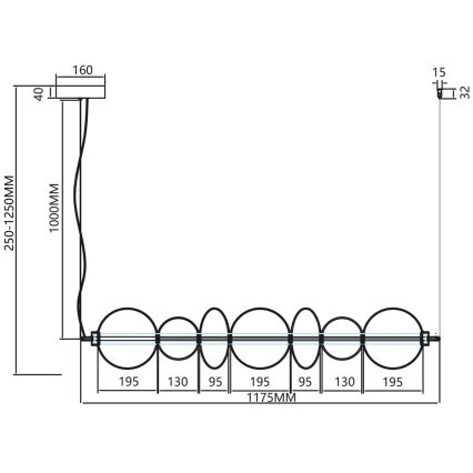 LED pendel DAPHNE LED/40W/230V grå