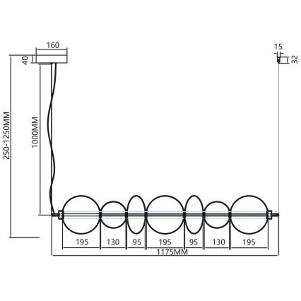 LED pendel DAPHNE LED/40W/230V guldfarvet