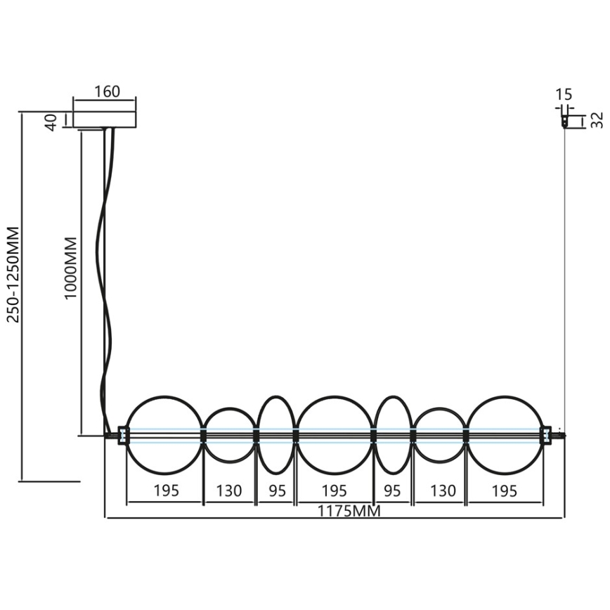LED pendel DAPHNE LED/40W/230V guldfarvet