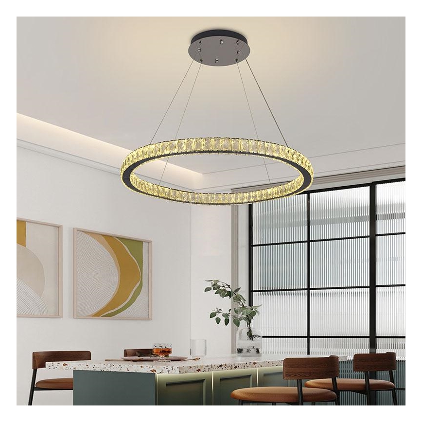 LED krystalpendel dæmpbar LED/100W/230V 3000-6500K sølvfarvet + fjernbetjening