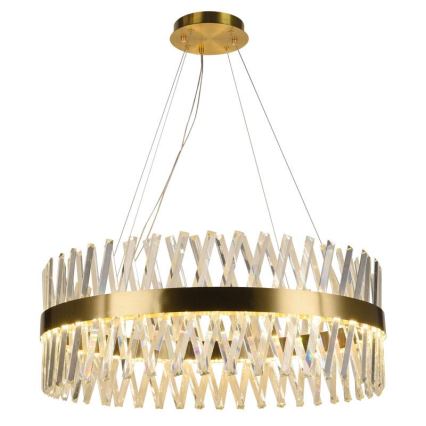 LED krystalpendel dæmpbar LED/110W/230V 3000-6500K guldfarvet + fjernbetjening