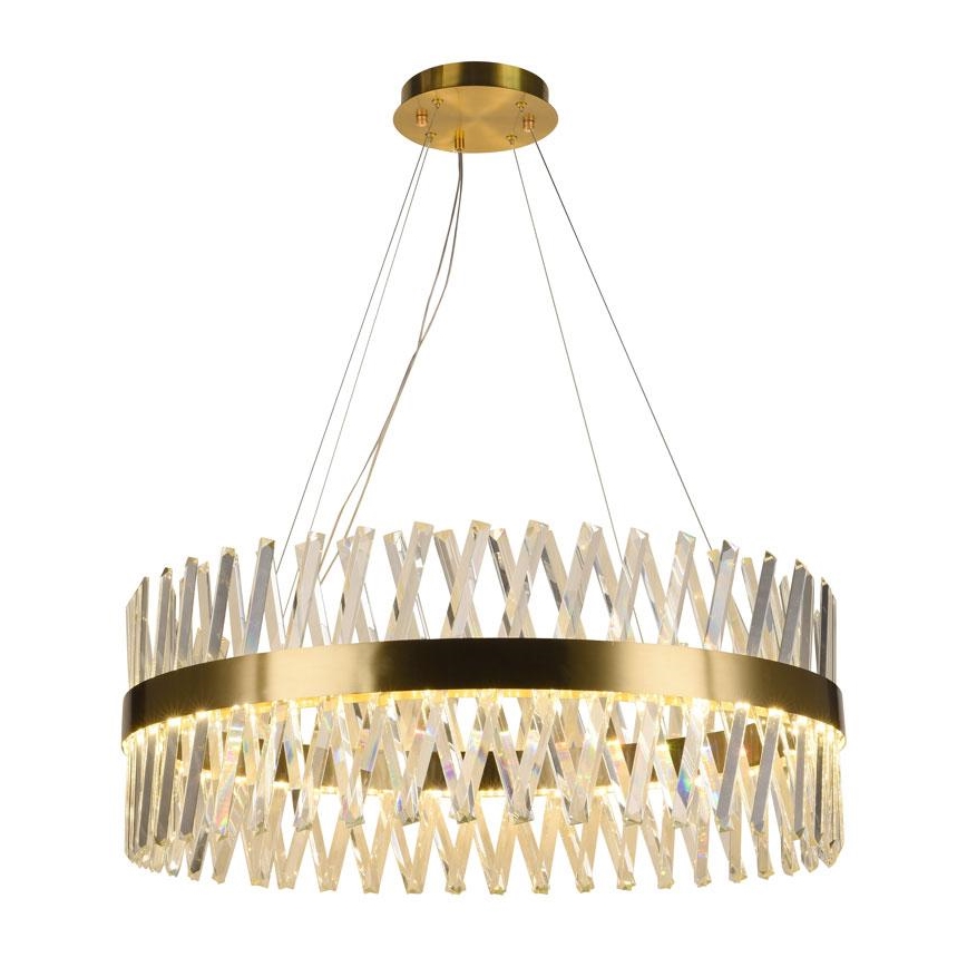 LED krystalpendel dæmpbar LED/110W/230V 3000-6500K guldfarvet + fjernbetjening